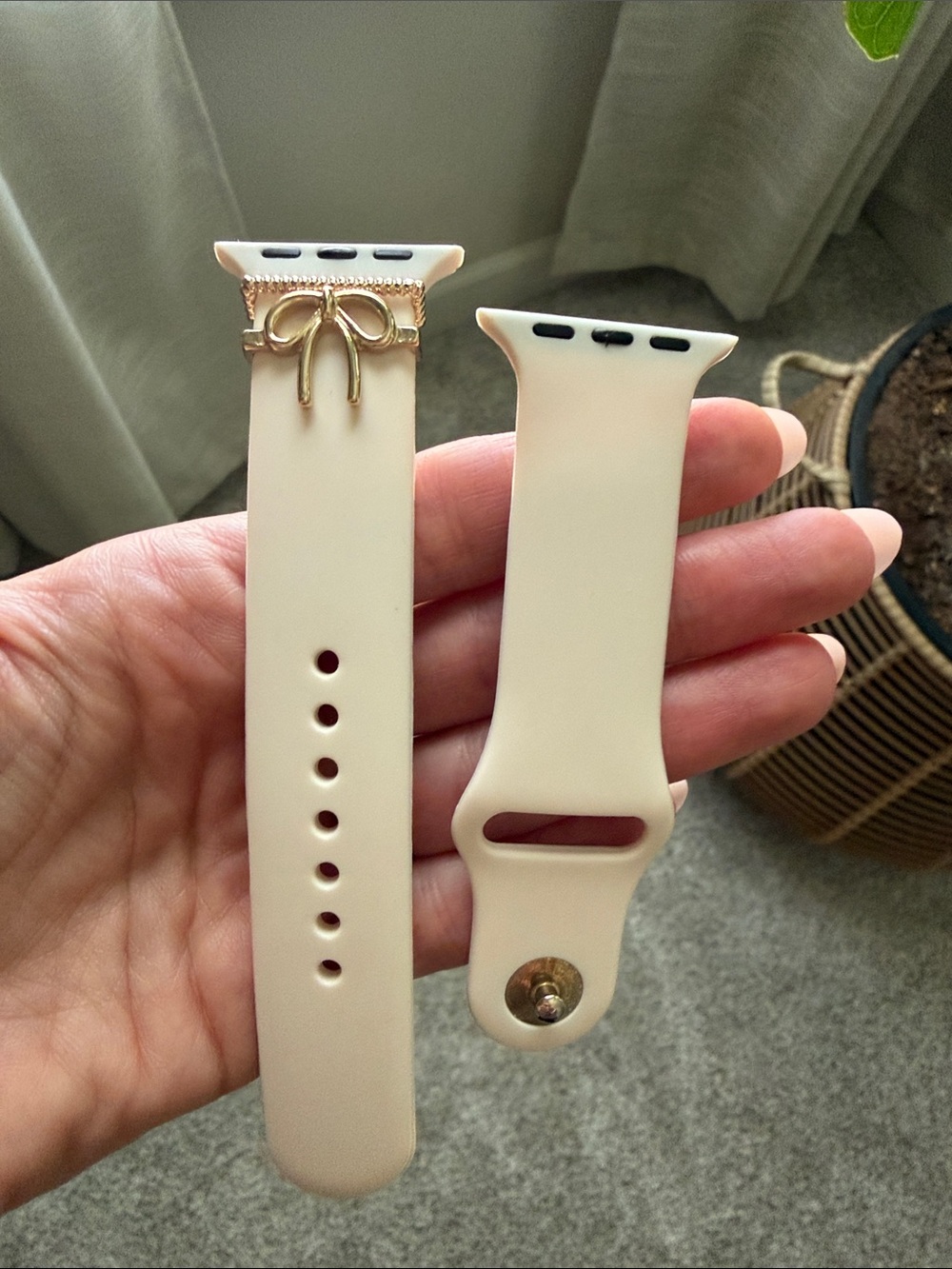 Silicone Watch Band with Gold Bow Connector - Cream